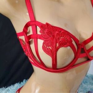 Victoria's Secret Red Balconette cage Bra